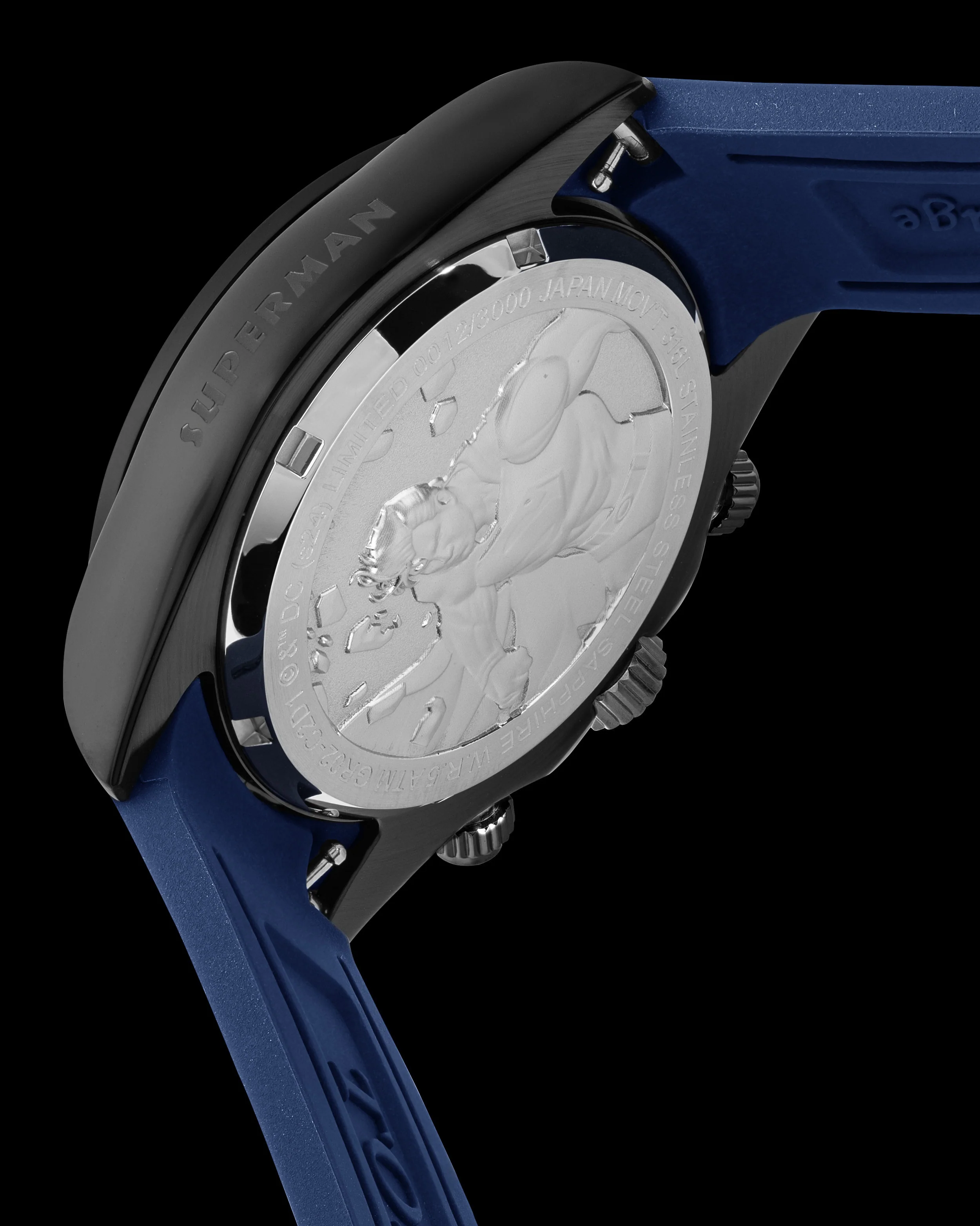 DC Superman GR02-C2D1 (Black) with Navy Leather Strap - Image 2