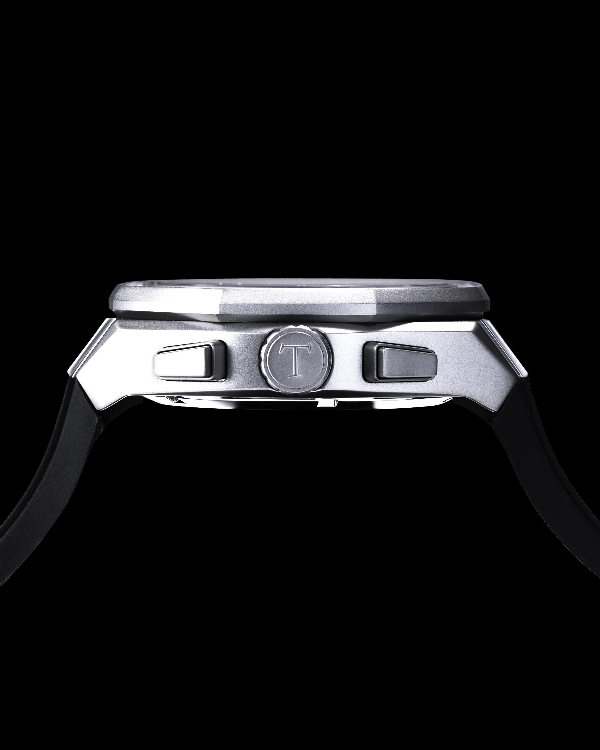 DC Superman TQ023-QD3 (Gray) with Black and White Crystal (Grey Leather with Silicone Strap) - Image 4