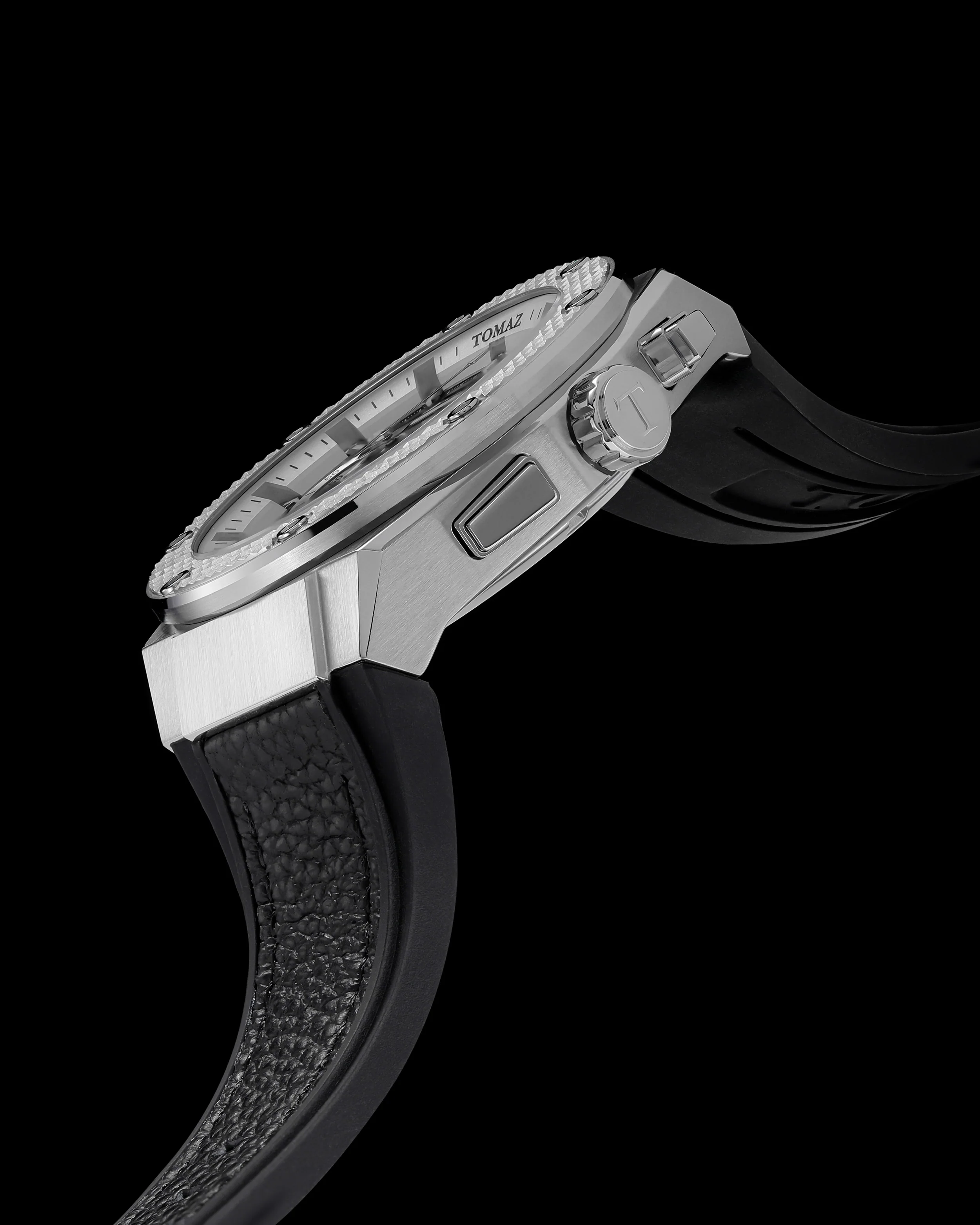 DC Superman TQ030E-D2 (Silver/White) with Black Leather Strap - Image 4