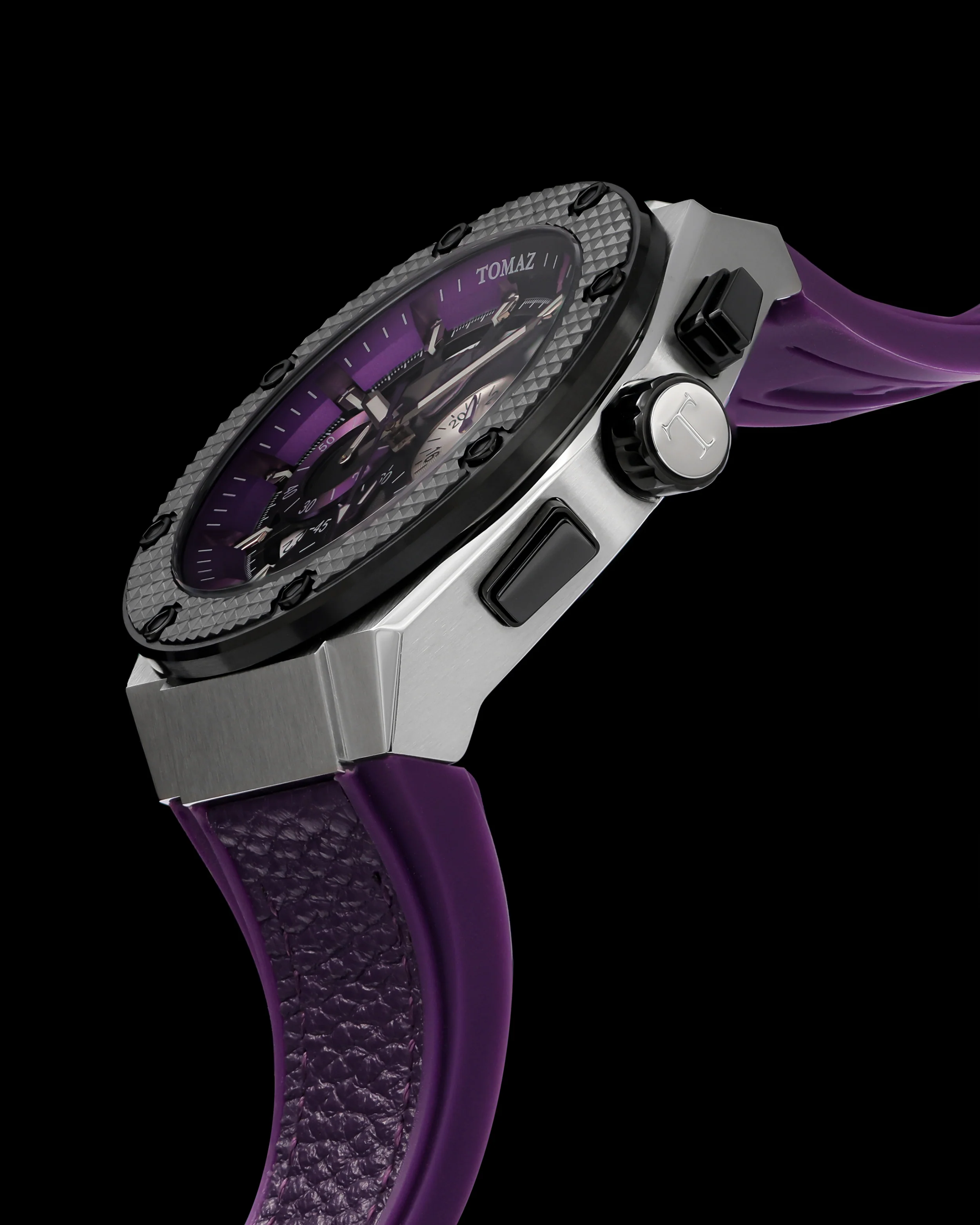 Marvel Black Panther TQ030K-D1 (Silver/Black) Purple Lychee Strap - Image 2
