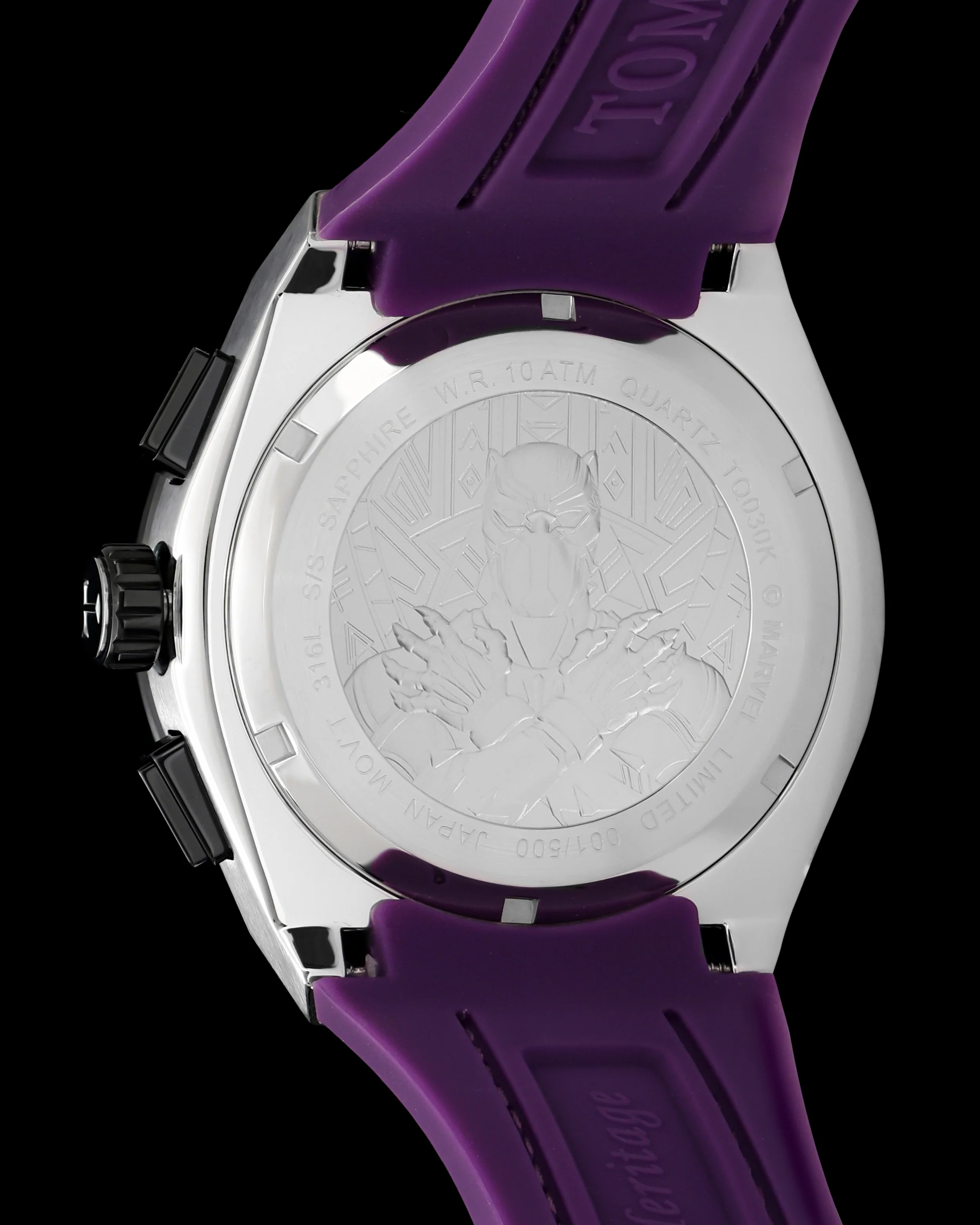 Marvel Black Panther TQ030K-D1 (Silver/Black) Purple Lychee Strap - Image 4