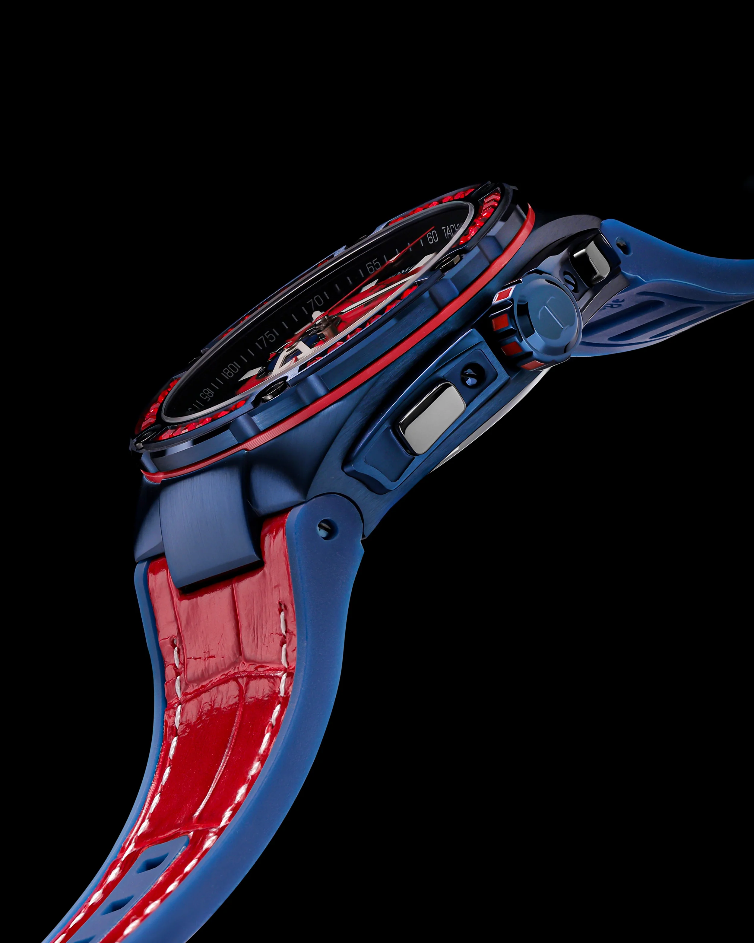 Marvel Spider-Man TQ037N-D1 (Blue/Red) with Blue/Red Silicone Leather Bamboo Strap - Image 3