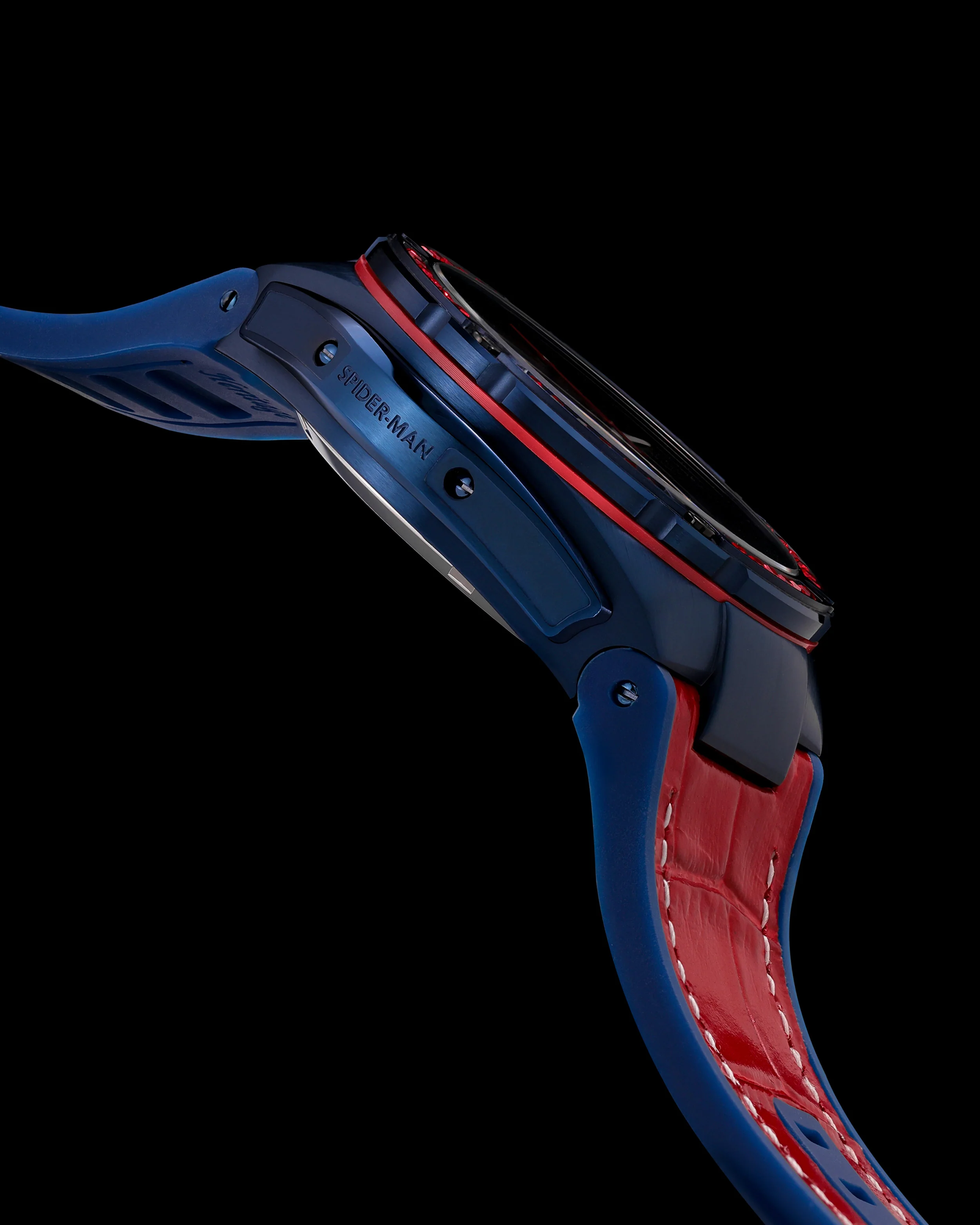 Marvel Spider-Man TQ037N-D1 (Blue/Red) with Blue/Red Silicone Leather Bamboo Strap - Image 4