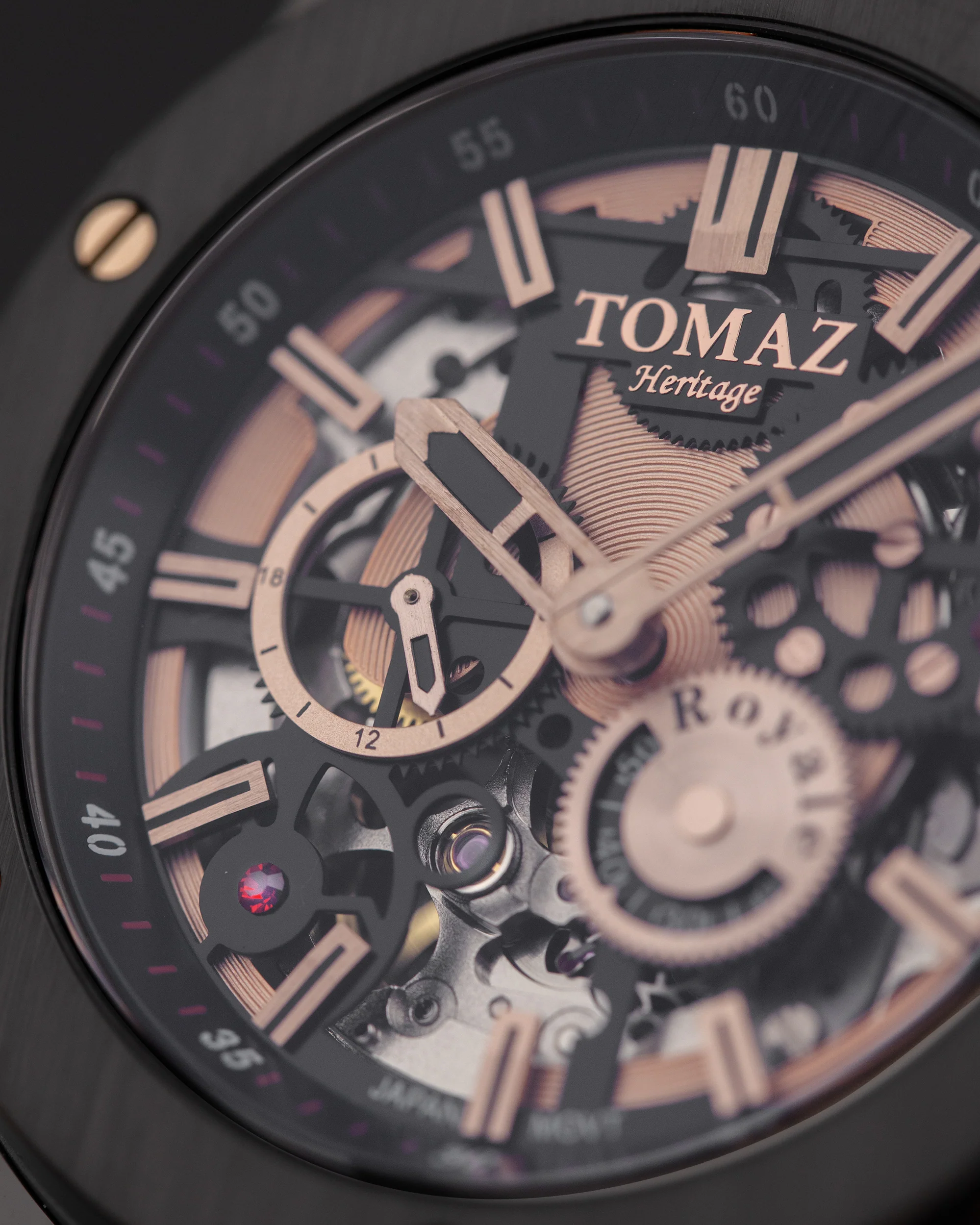 Royale TW014-D5 (Black) with Red Leather Strap - Image 3