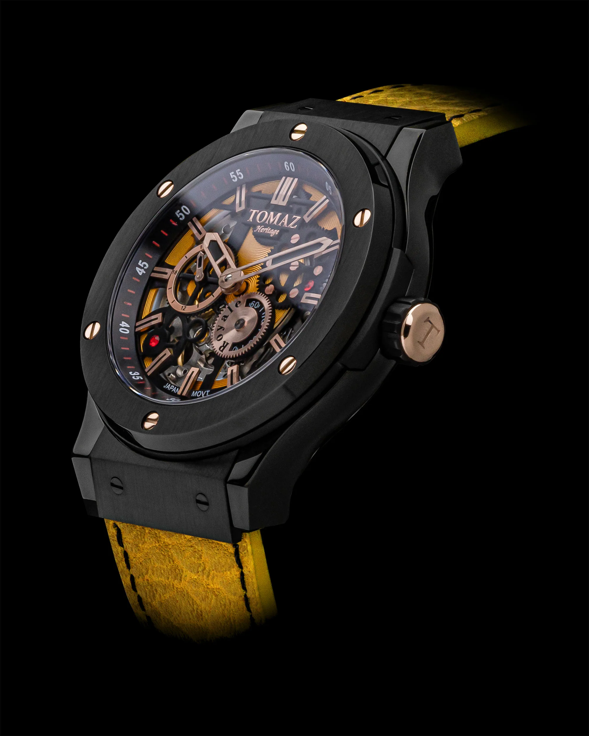 Royale TW014-D7 (Black/Yellow) Yellow Leather Strap - Image 2