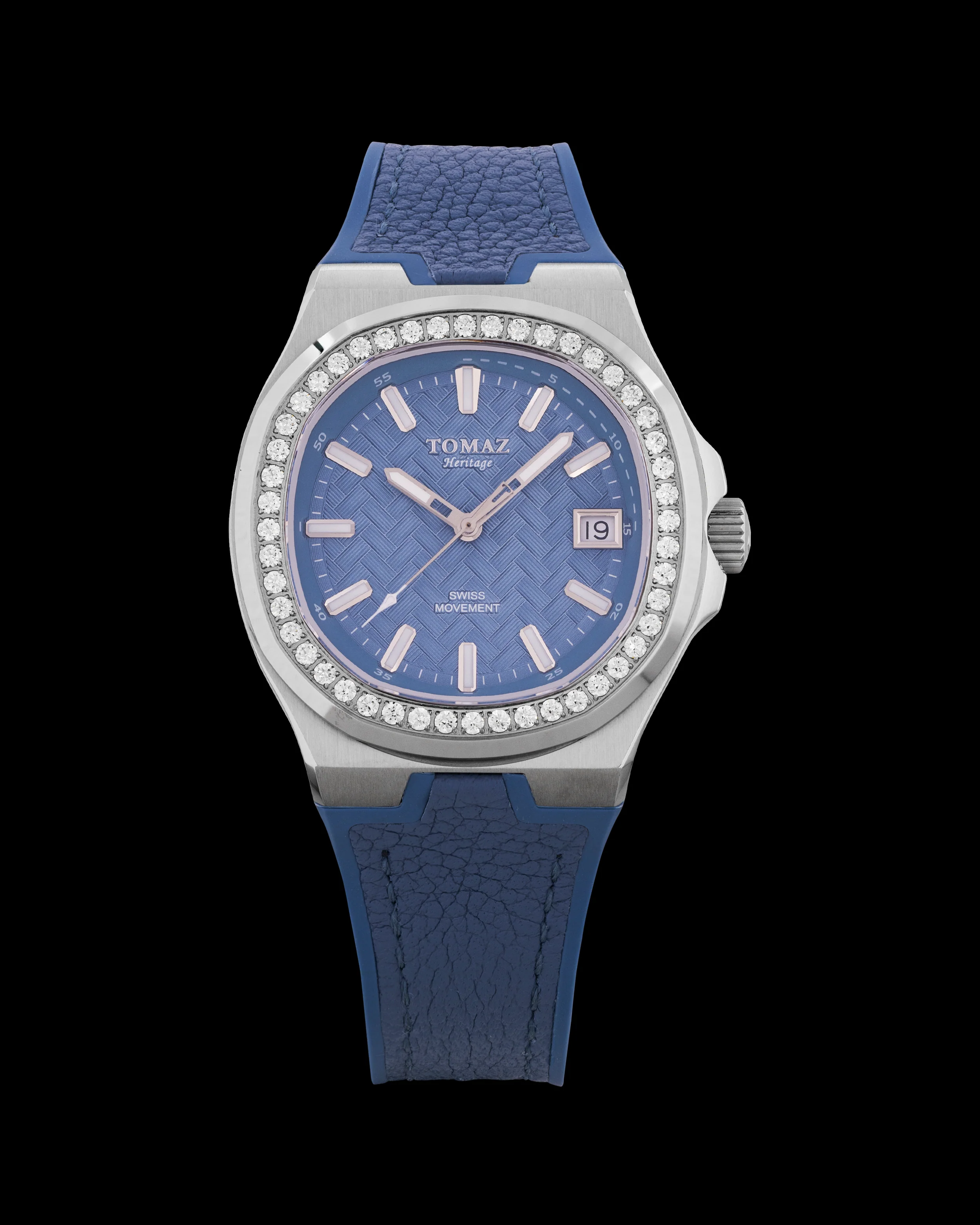 Tomaz Ladies Watch TQ029L-D14 (Silver/Blue) with Crystal and Blue Rubber Strap