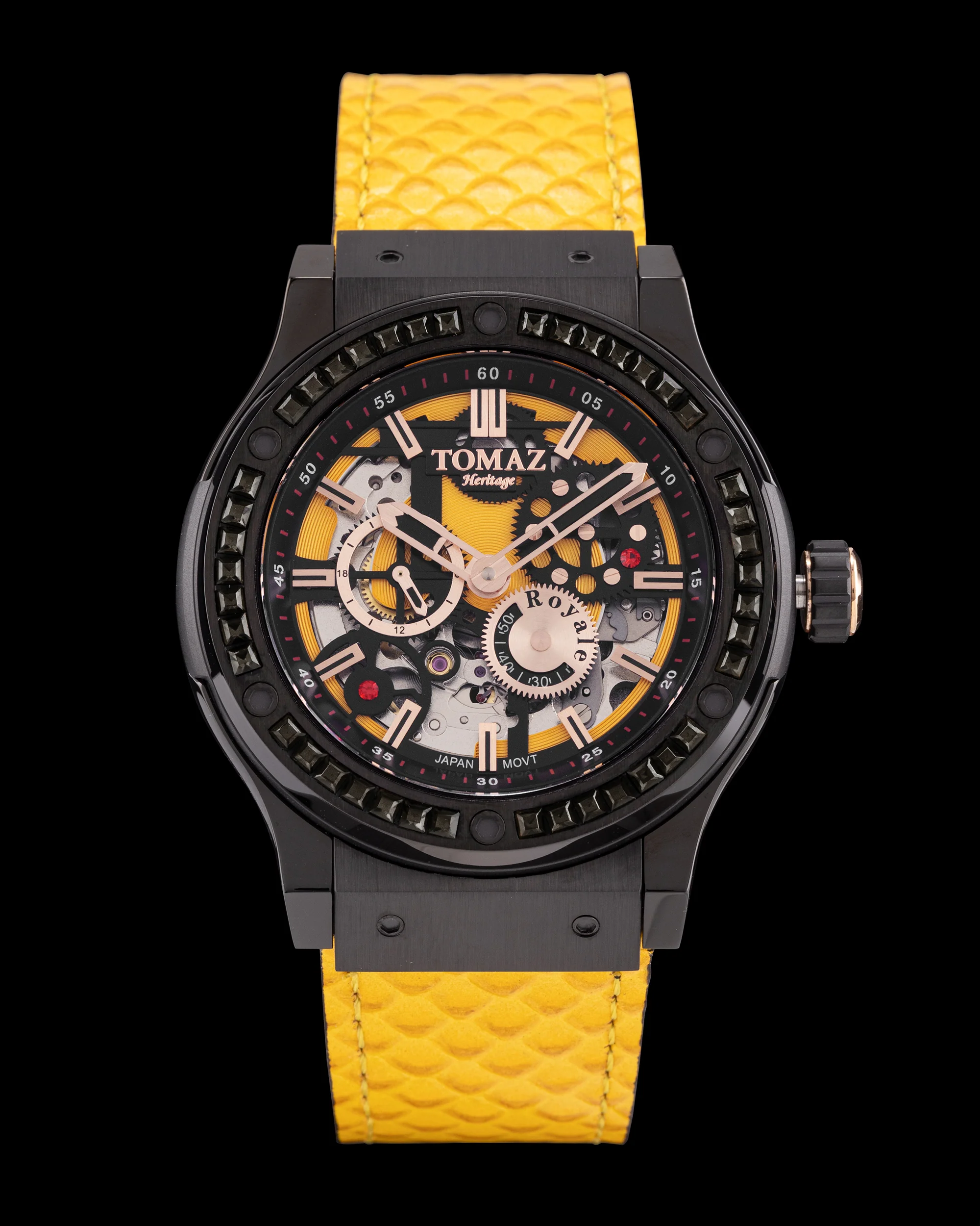 Tomaz Royale TW014B-D5 Crystal Watch – Salmon Leather Strap