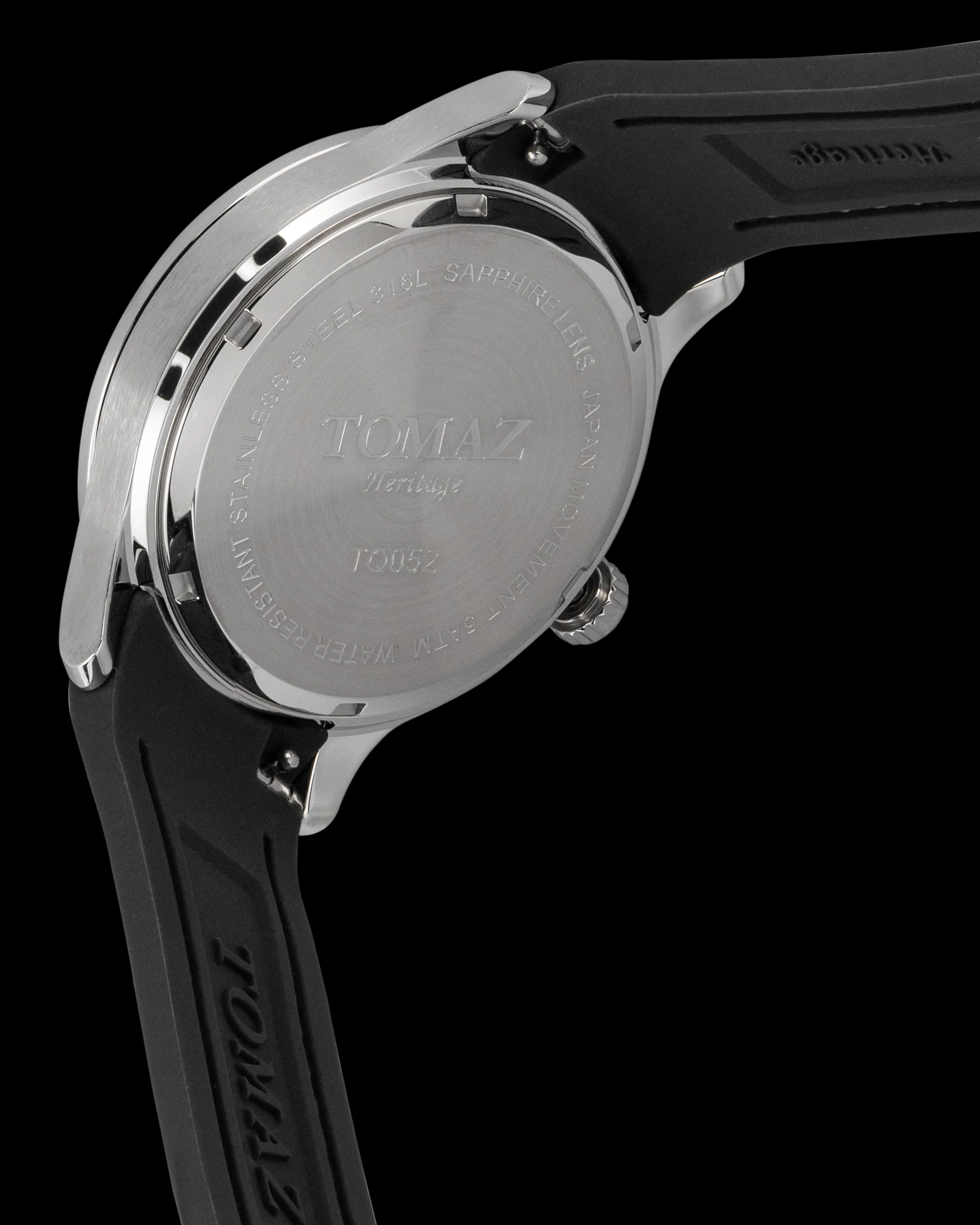 Tomaz The Legacy TQ052-D1 (Silver) with Black Rubber Leather Strap - Image 3