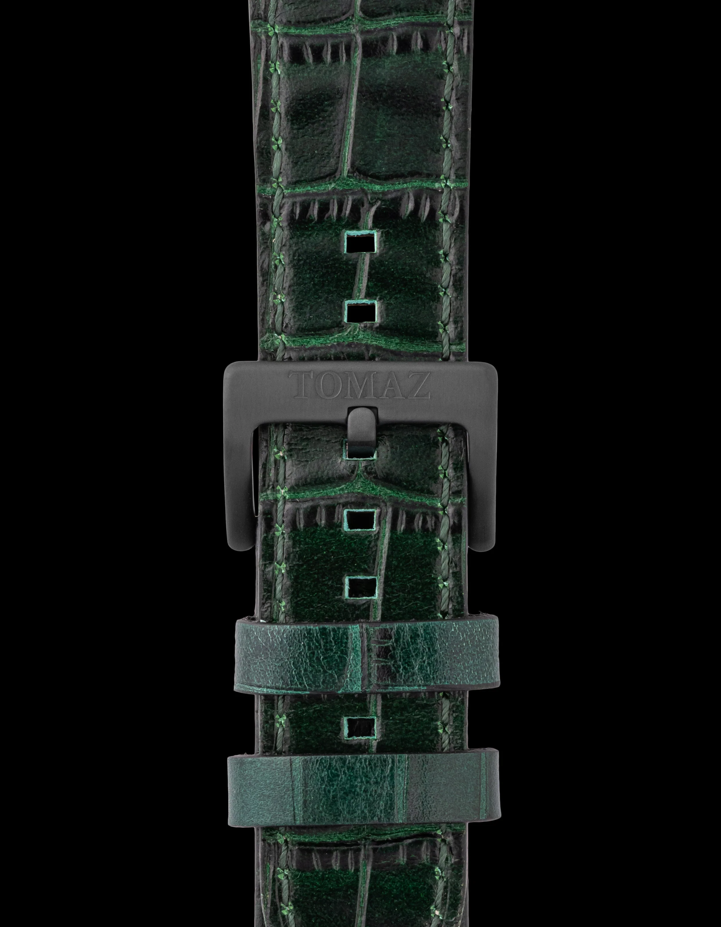 Tomaz TS1-1 Leather Bamboo 24mm Watch Strap (Green) - Image 2