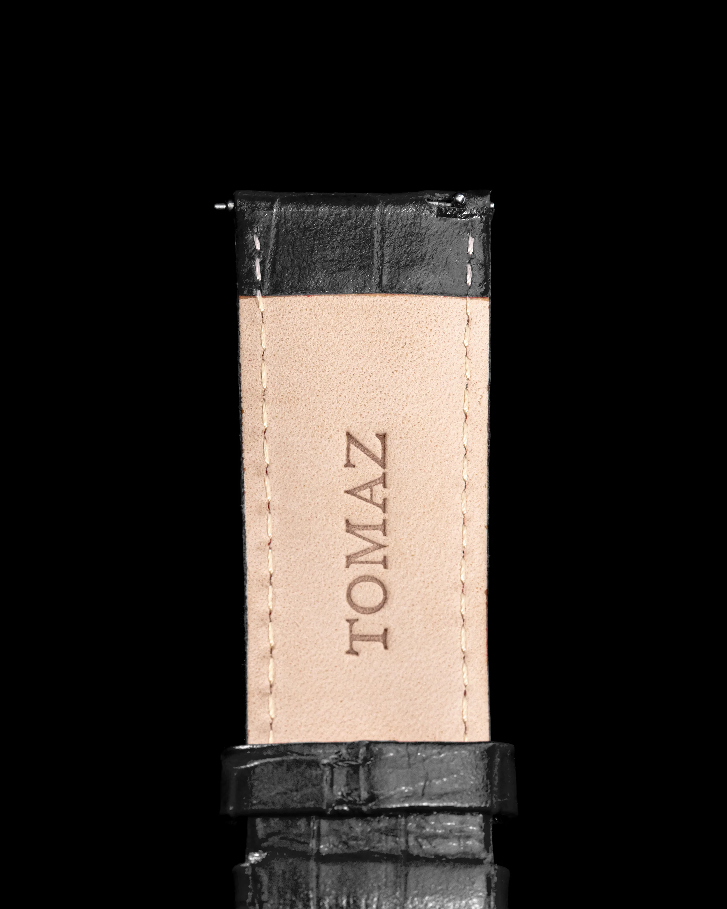 Tomaz TS1-1 Leather Bamboo 26mm Watch Strap (Black) - Image 3
