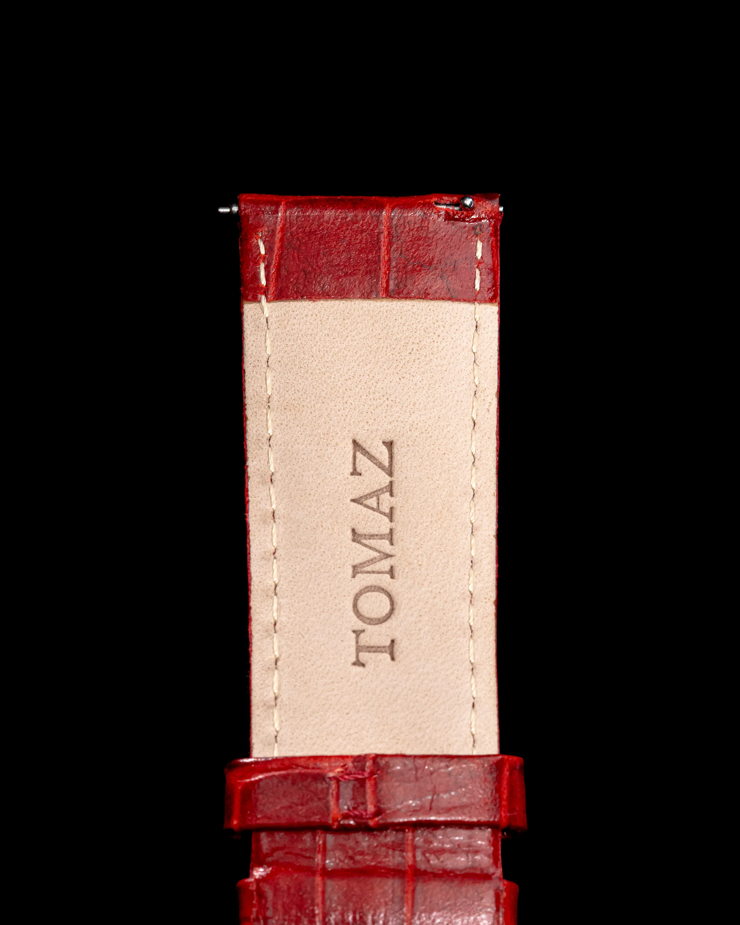 Tomaz TS1-1 Leather Bamboo 26mm Watch Strap (Red) - Image 3