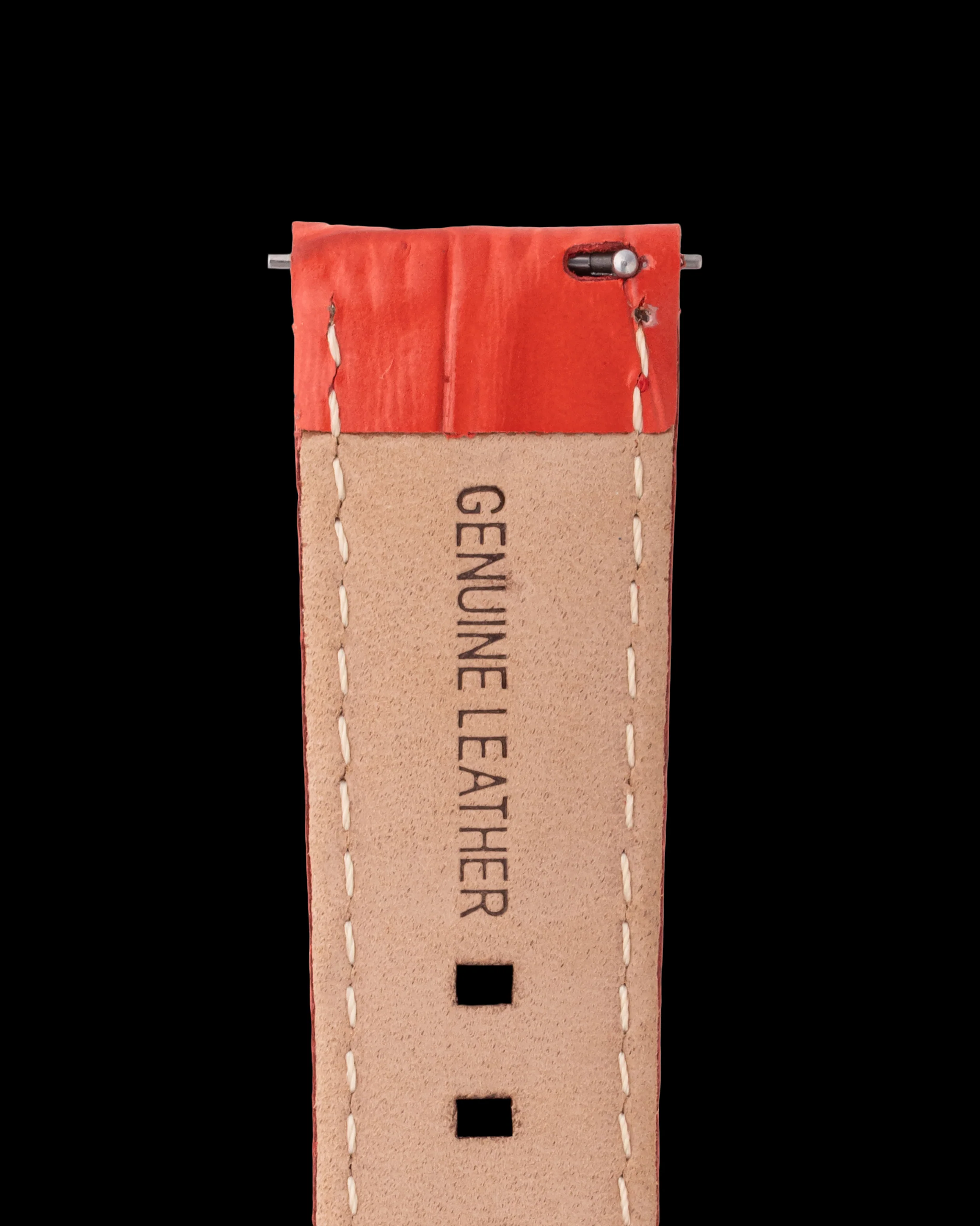 Tomaz TS1-1A Leather Bamboo 20mm Watch Strap (Light Red) - Image 3