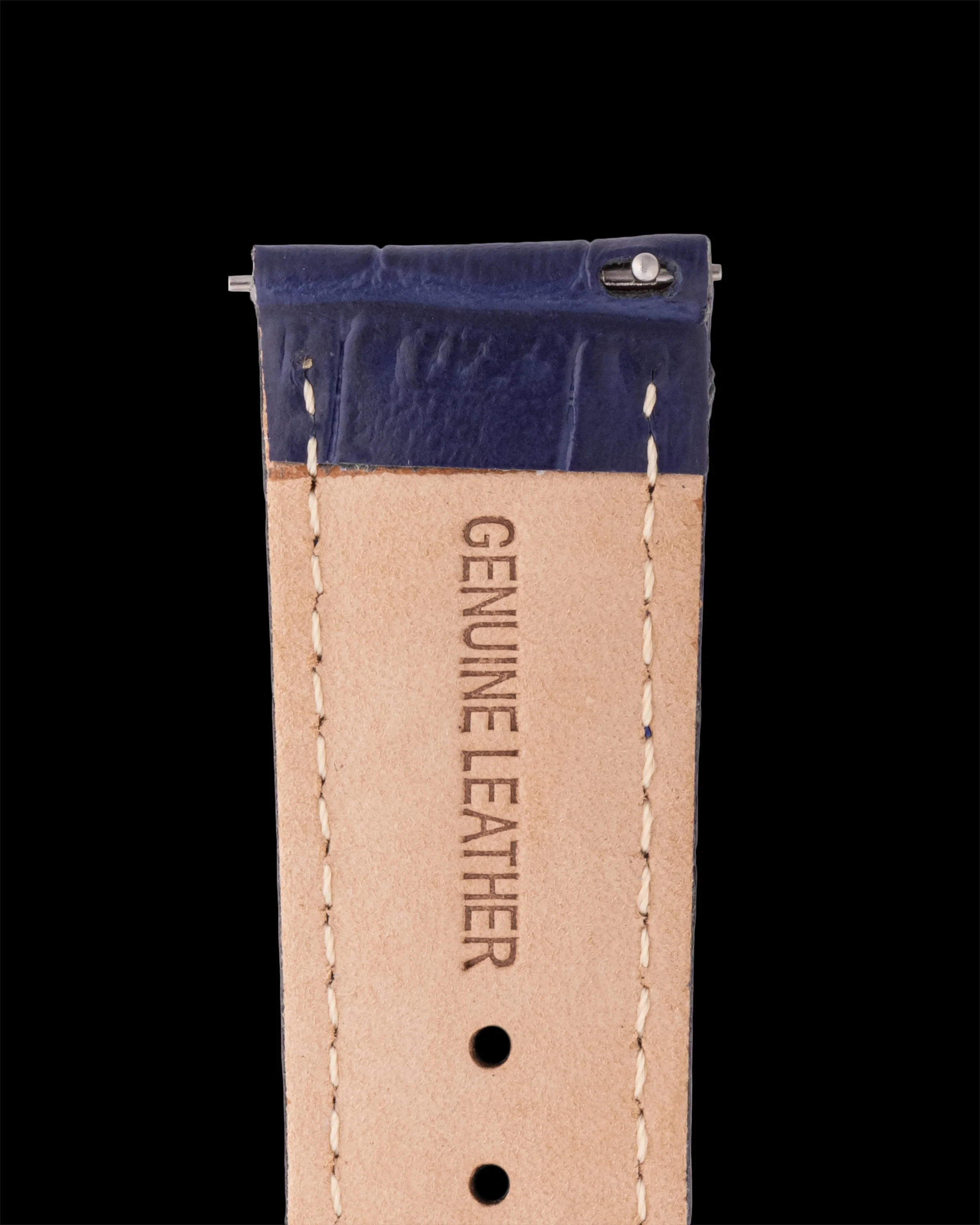 Tomaz TS1-1A Leather Bamboo 22mm Watch Strap (Blue) - Image 3