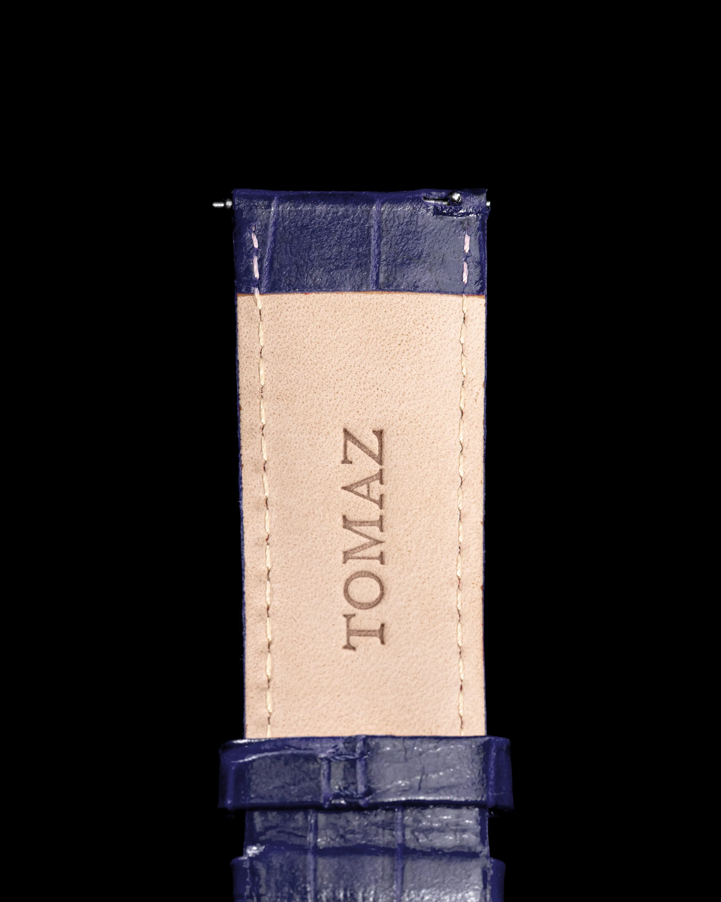 Tomaz TS1-1A Leather Bamboo 26mm Watch Strap (Blue) - Image 3