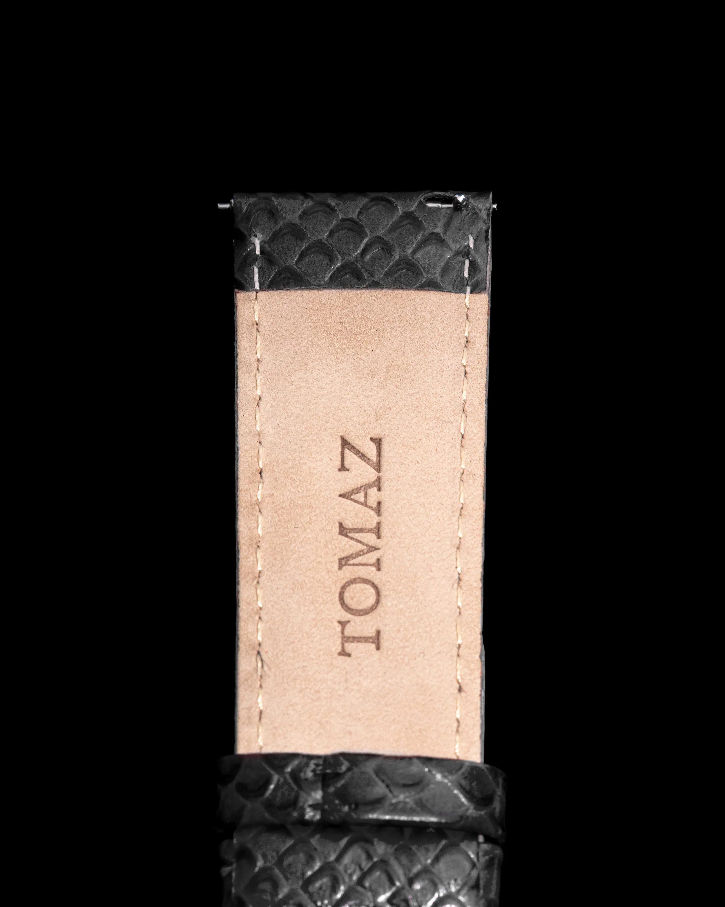 Tomaz TS1-2 Leather Salmon 26mm Watch Strap (Black) - Image 3