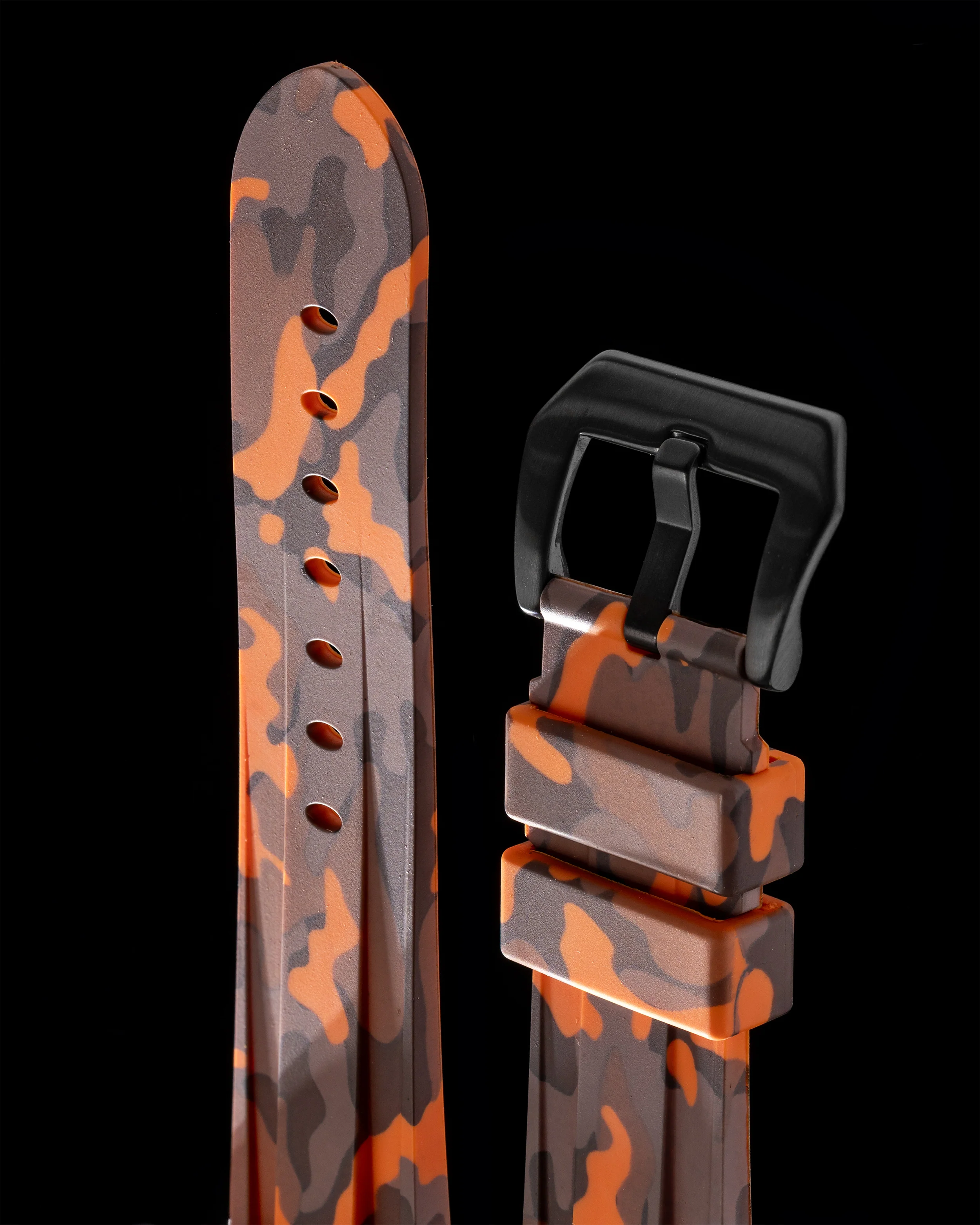 Tomaz TS6-3 Rubber Camouflage 24mm Watch Strap (Orange)