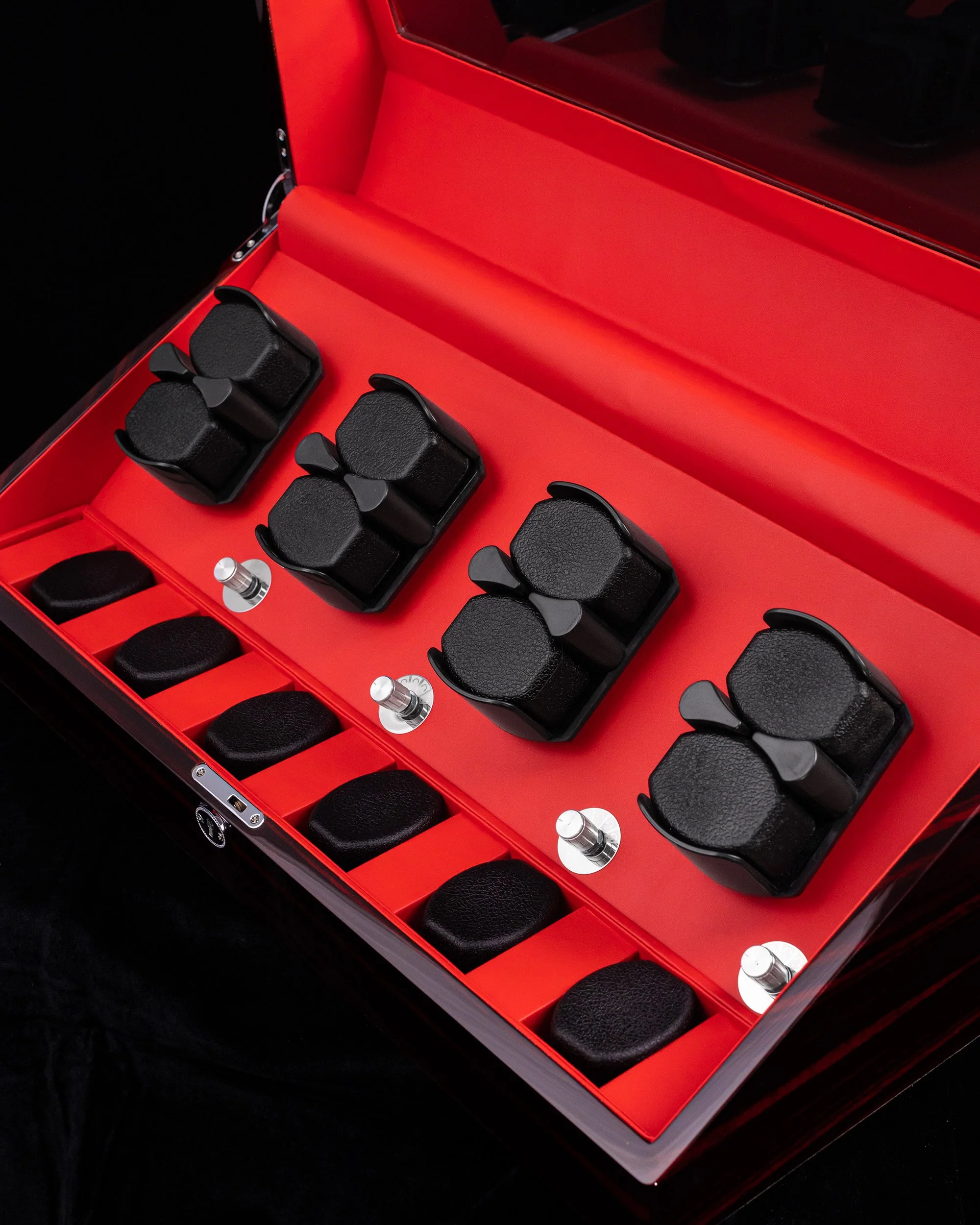 Tomaz TWMD19 Watch Winder S8+6 (Ebony+Red) Black Cushion - Image 3