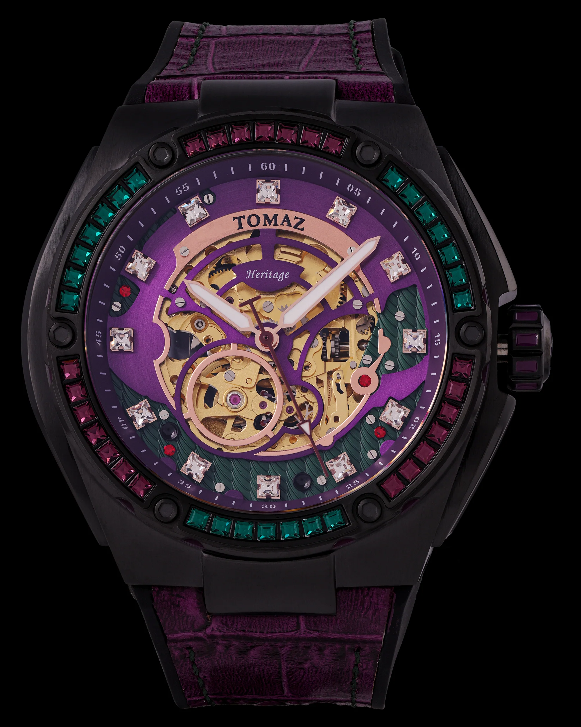 Tomaz Xavier XL TW033-D1 Crystal Watch – Bamboo Leather Strap