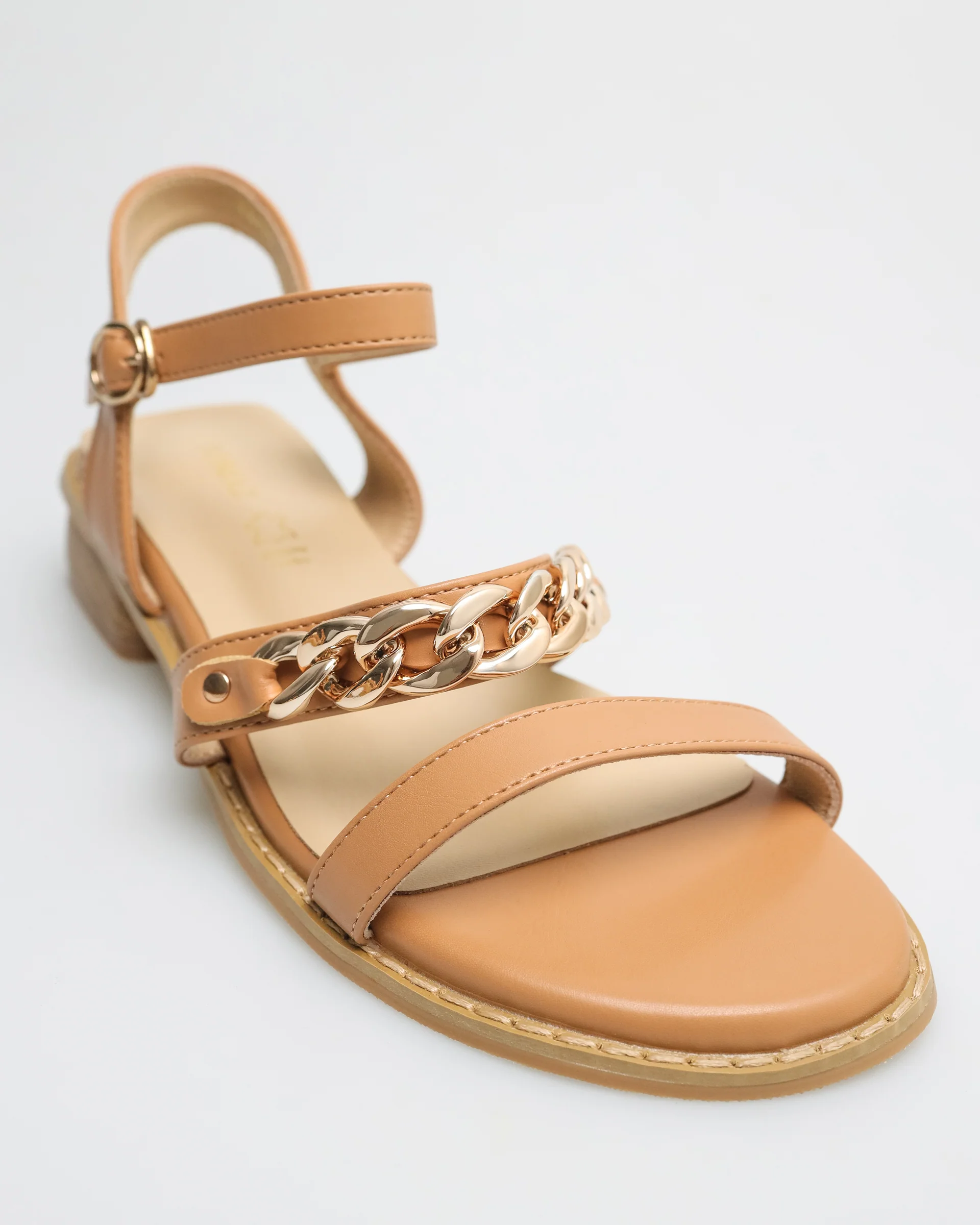 Tomaz YX122 Ladies Gold Chain Slingbacks - Image 4