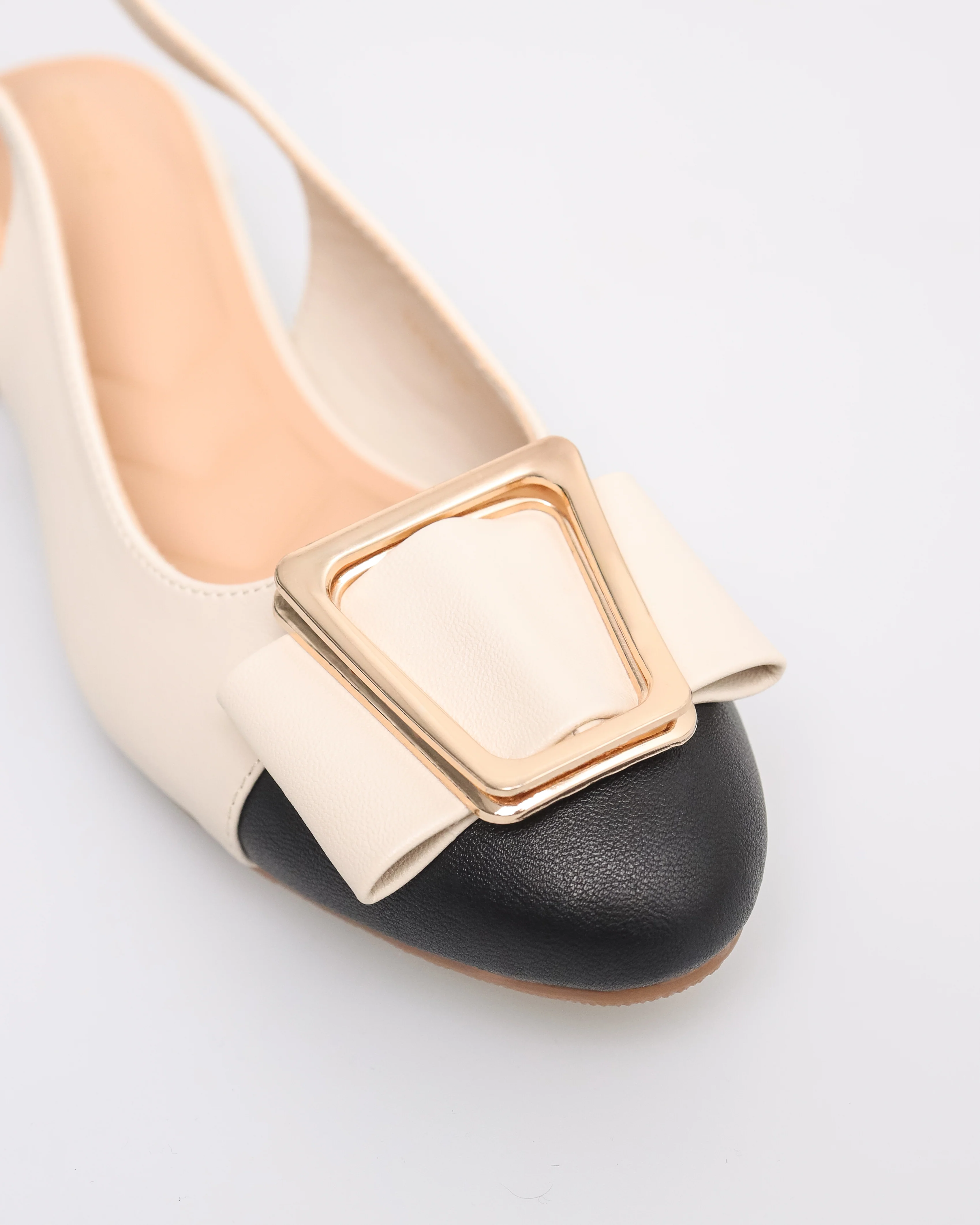 Tomaz YX184 Ladies Metallic Buckle Slingbacks - Image 4