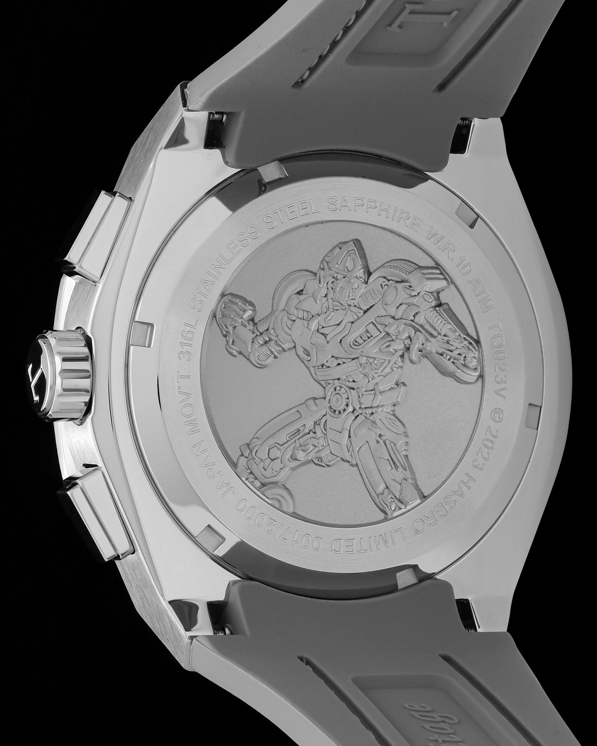 Transformer Mirage TQ023V-D1 (Silver/Black) with Blue Crystal (Grey Leather Strap) - Image 3