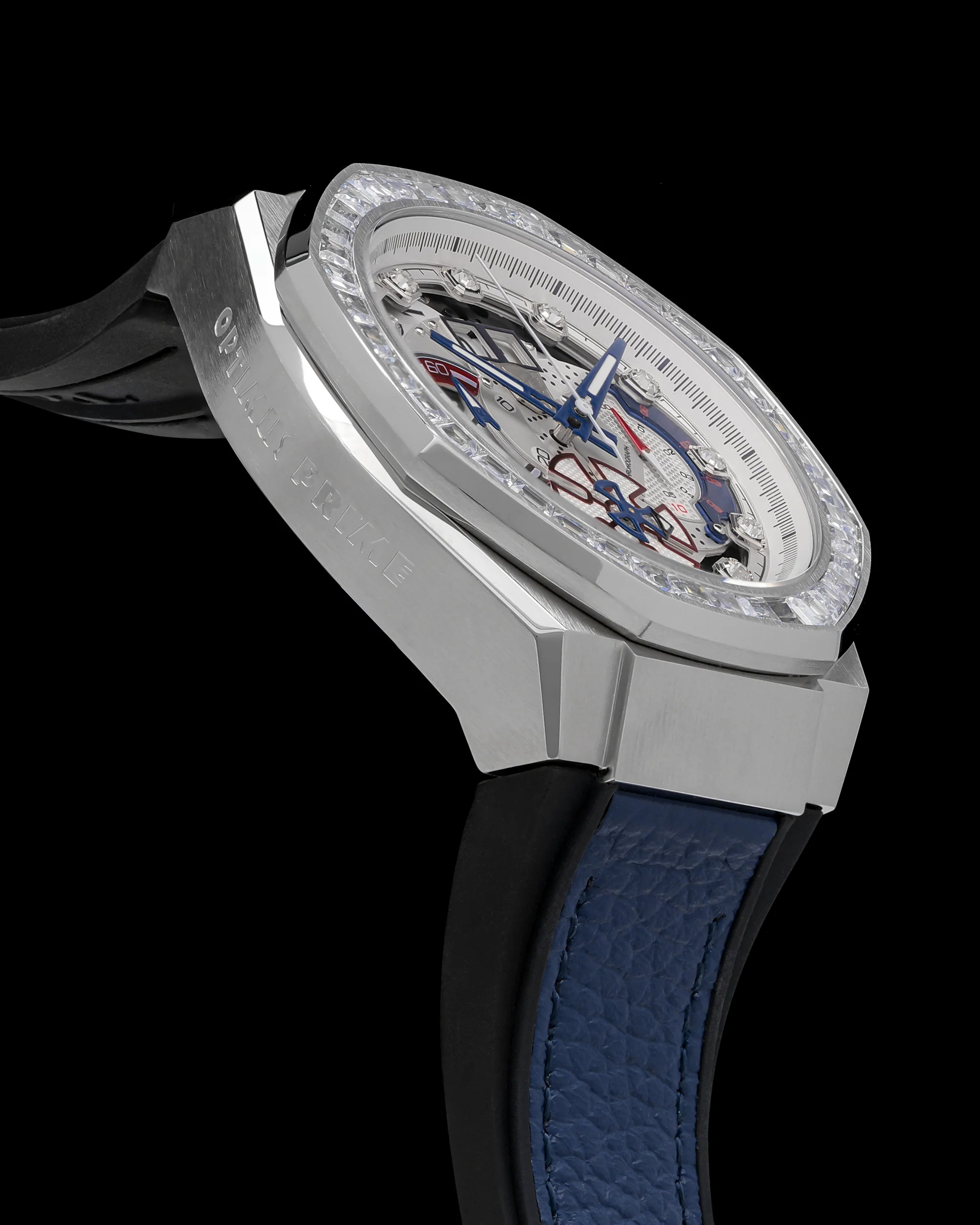 Transformer Optimus Prime TQ023M-D2 (Silver/White) with White Crystal (Blue Leather with Silicone Strap) - Image 2